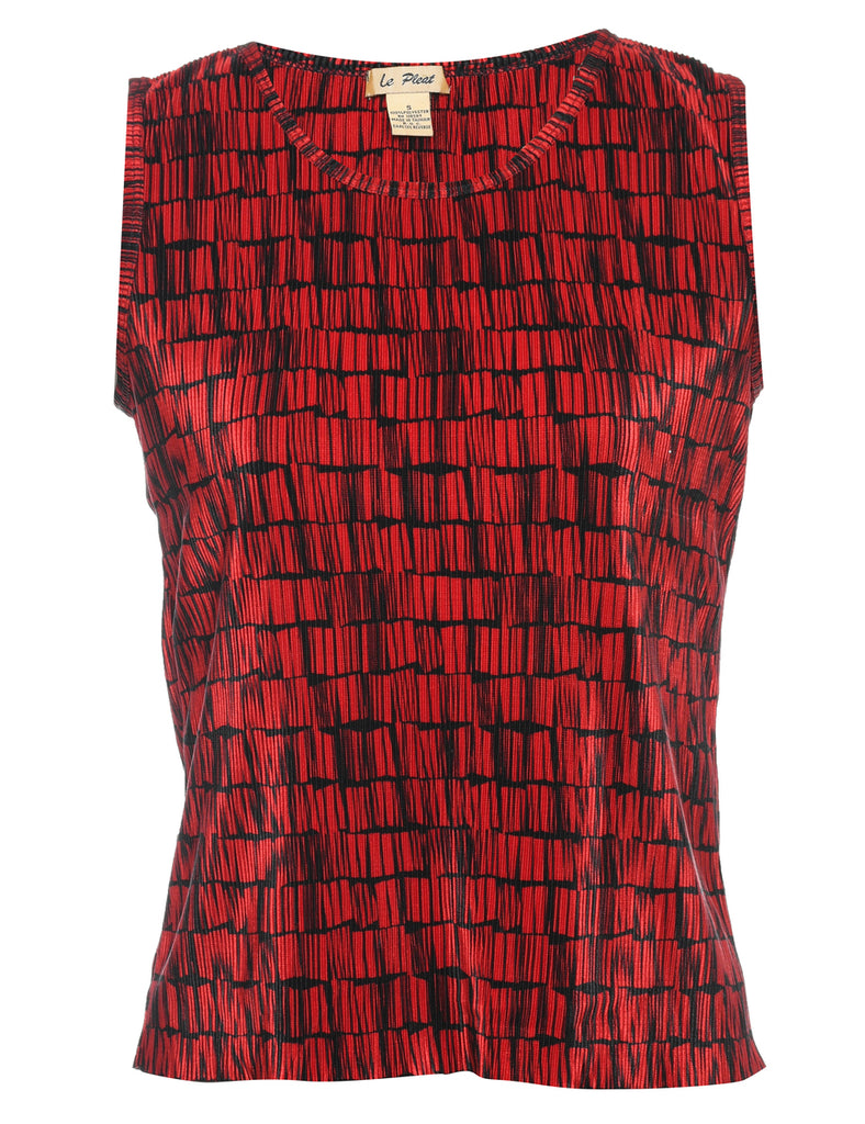 Black & Red Sleeveless Top - S