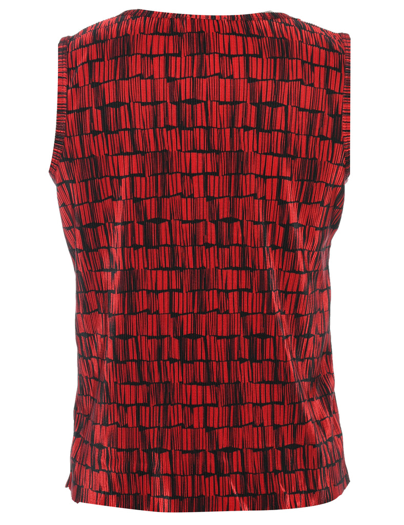 Black & Red Sleeveless Top - S