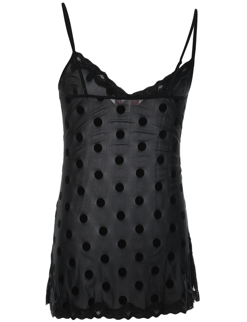 Black Sheer Patterned Strappy Slip  - S