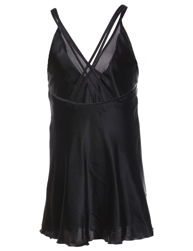 Black Shiny Slip Dress - M