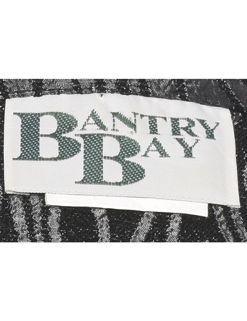 Black & Silver Animal Print 1990s Evening Jacket - L