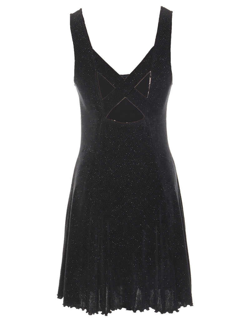 Black & Silver Sparkly Evening Dress - M