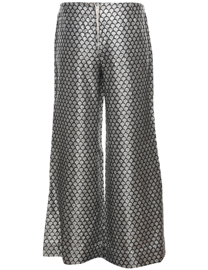 Black & Silver Sparkly Patterned Trousers  - W30 L29