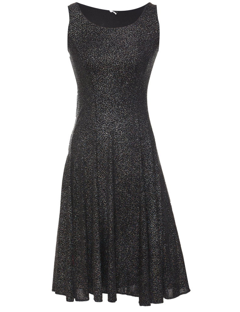 Black & Silver Sparkly Sleeveless Evening Dress - XS