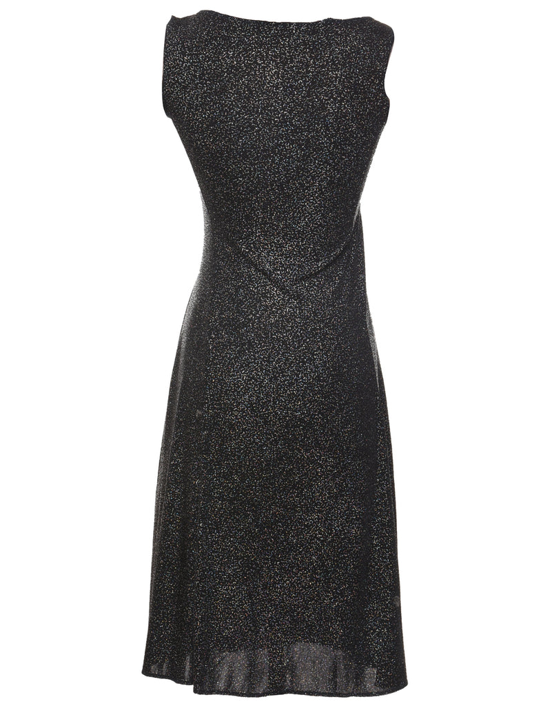 Black & Silver Sparkly Sleeveless Evening Dress - XS