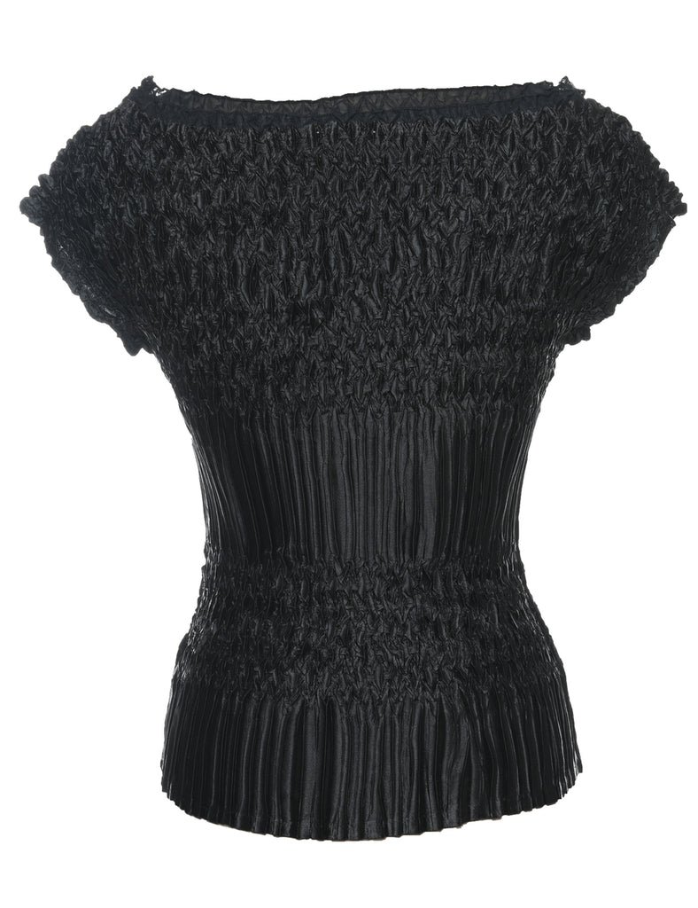 Black Smocked Evening Top - S