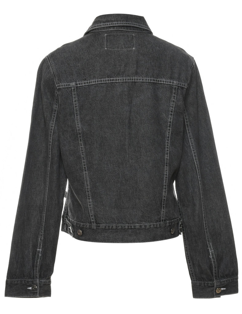 Black Stone Wash 1990s Denim Jacket - M