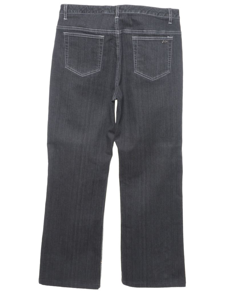 Black Straight-Fit Embroidered Jeans - W32 L28