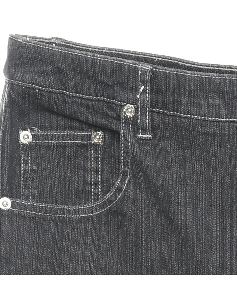 Black Straight-Fit Embroidered Jeans - W32 L28