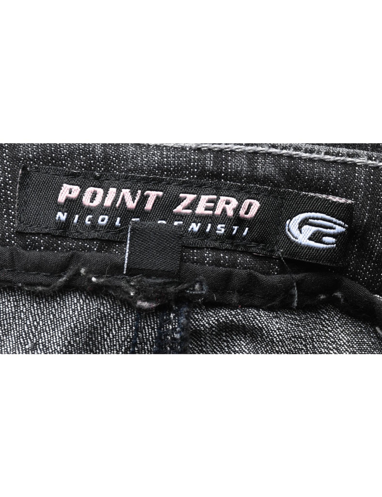 Black Straight-Fit Embroidered Jeans - W32 L28