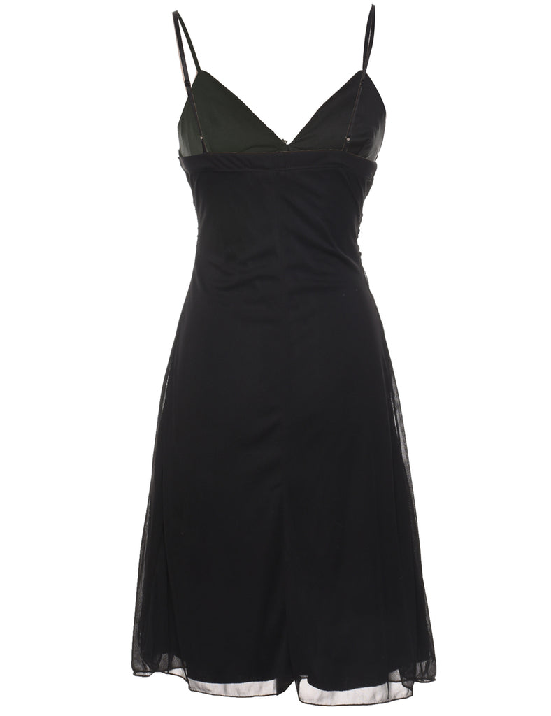 Black Strappy Diamanté Detail Evening Dress - S