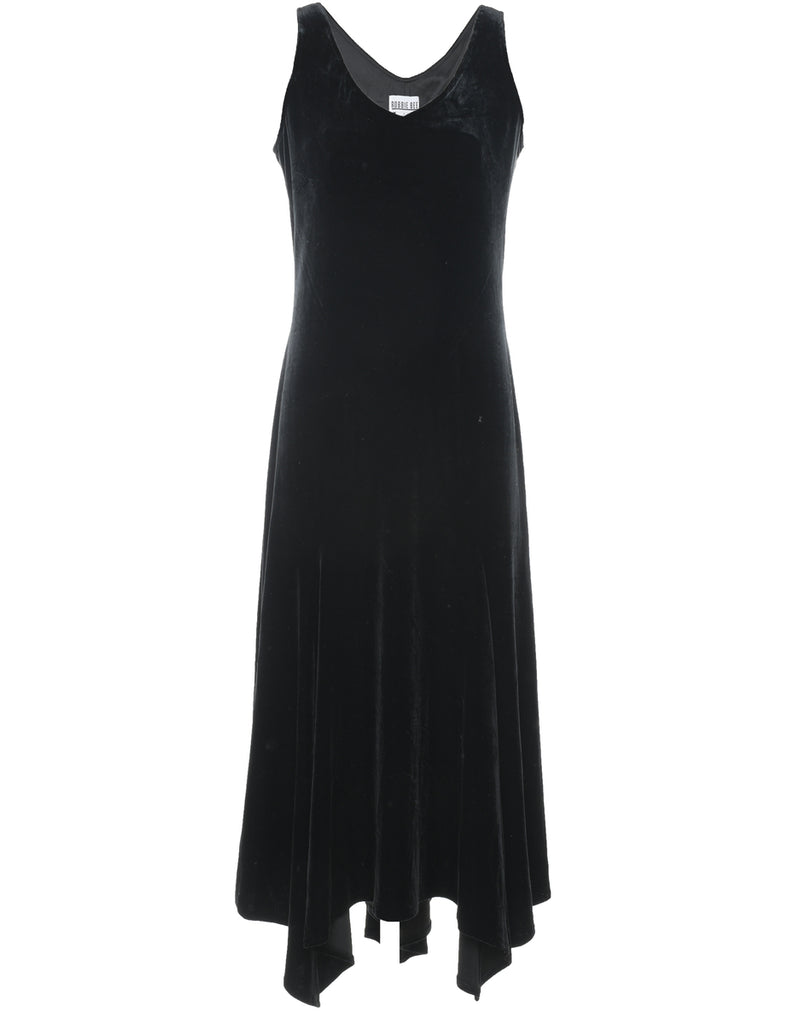 Black Velvet Evening Dress - L