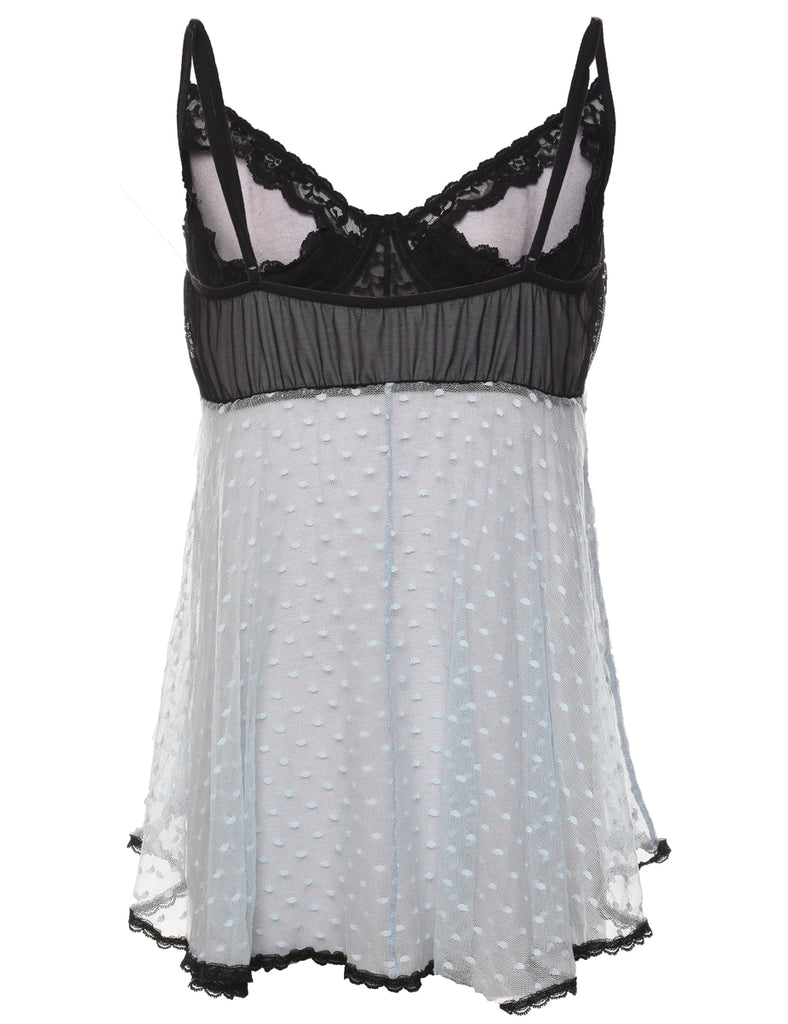 Black & White Contrast Sheer Babydoll - M