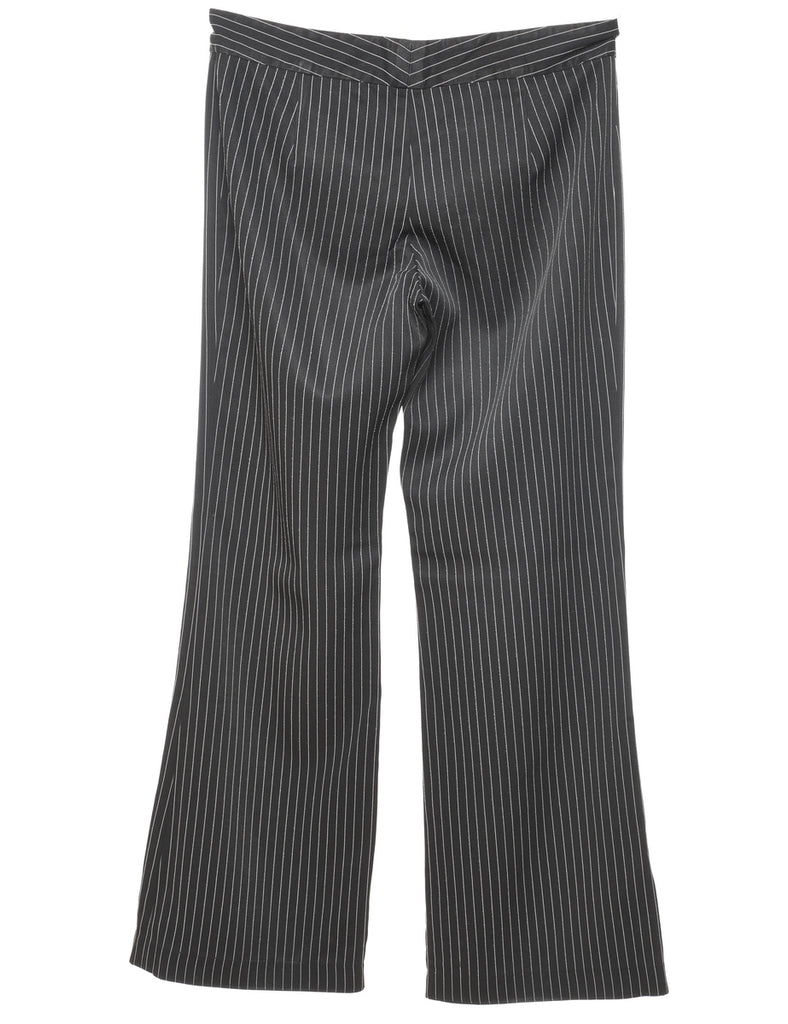 Black & White Flared Pinstriped Y2K Trousers - W30 L31