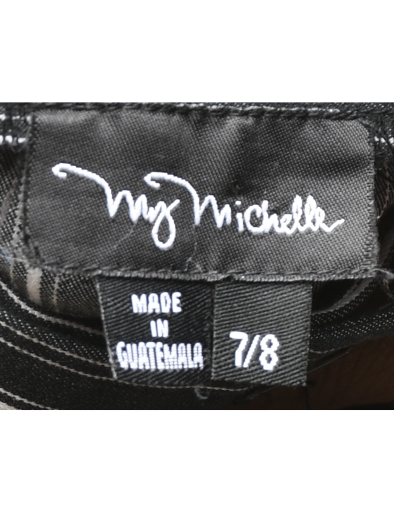 Black & White Striped Y2K Trousers - W32 L28