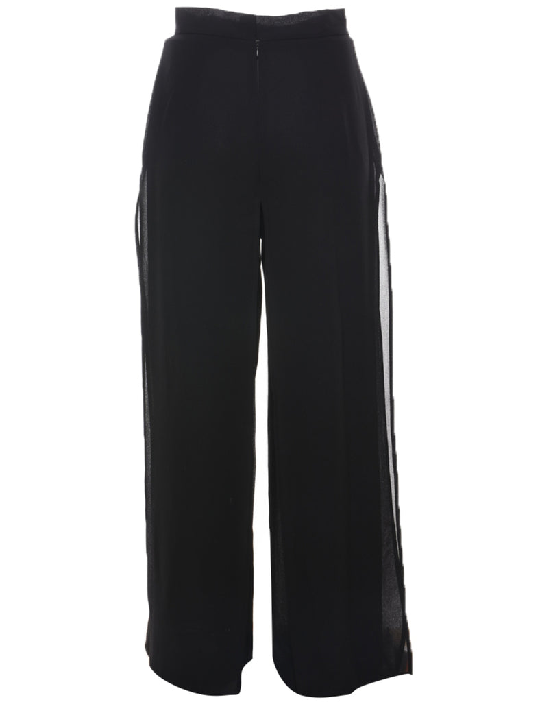 Black Wide-Fit Trousers - W27 L30