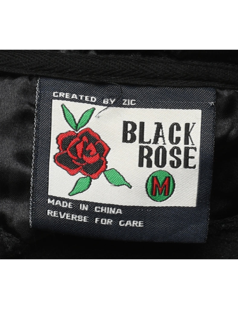 Black Y2K Ed Hardy Style Velour Hoodie - M