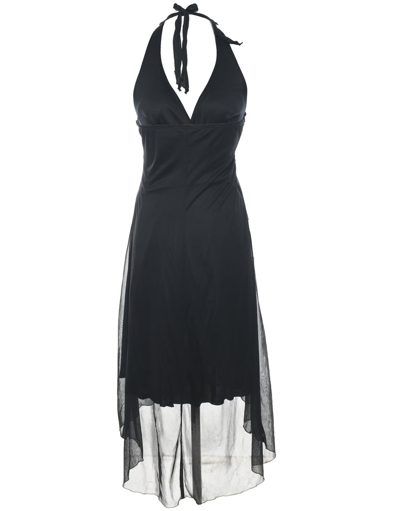 Black Y2K Halterneck Evening Dress - XS