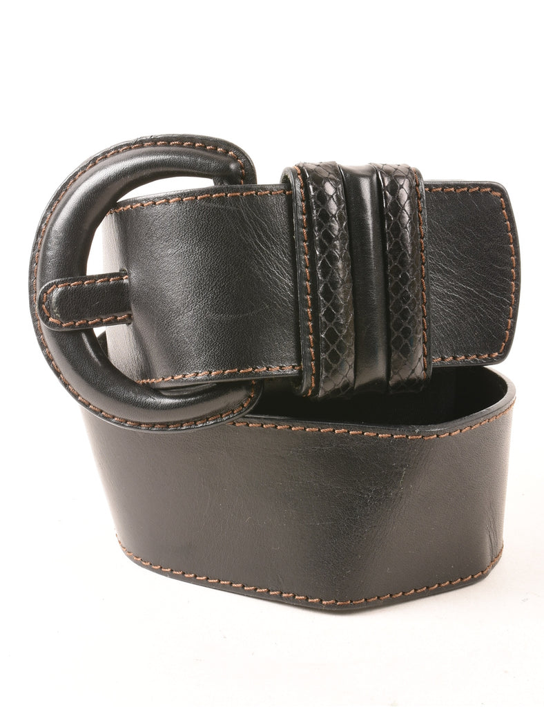 Bleck Leather Fashion Belt - S