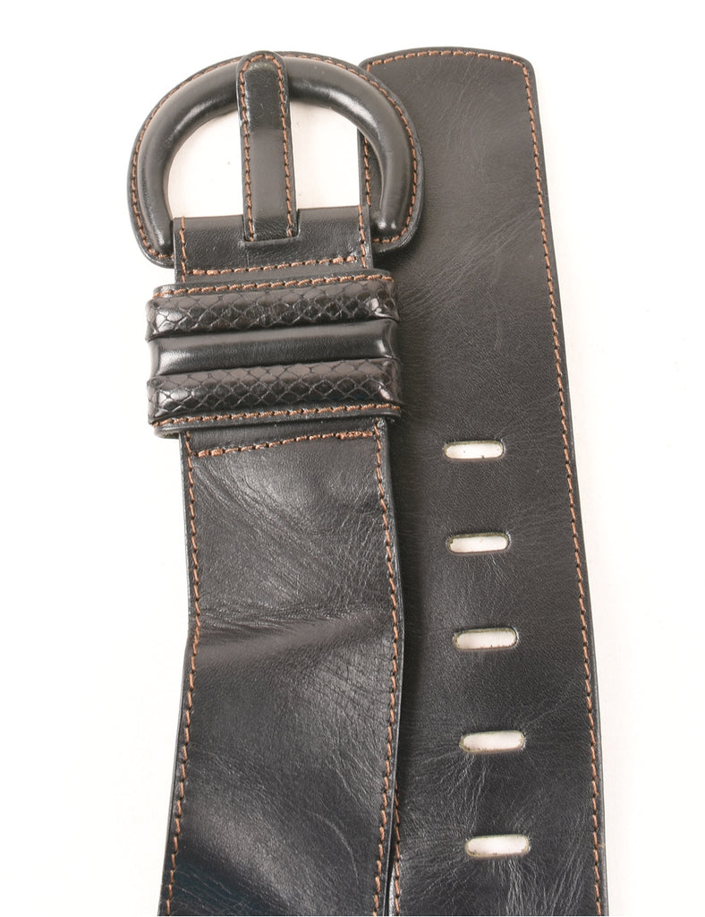 Bleck Leather Fashion Belt - S