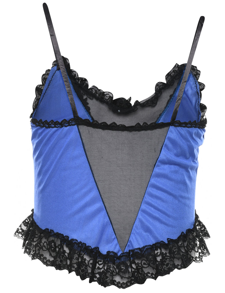 Blue & Black Sheer Panelled Camisole - S