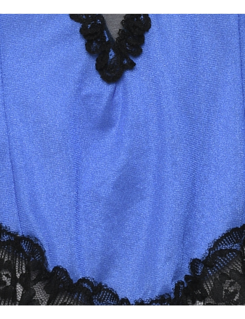 Blue & Black Sheer Panelled Camisole - S