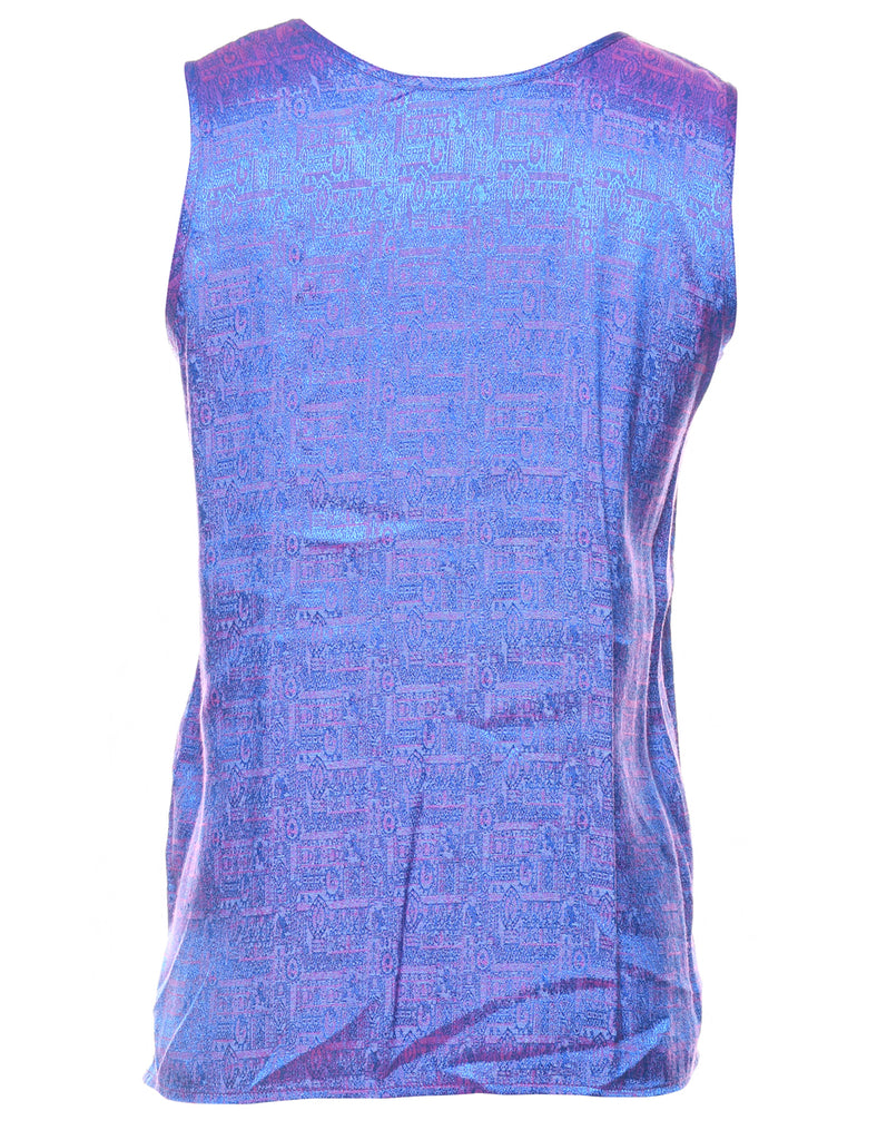 Blue Metallic Silk Evening Top - L