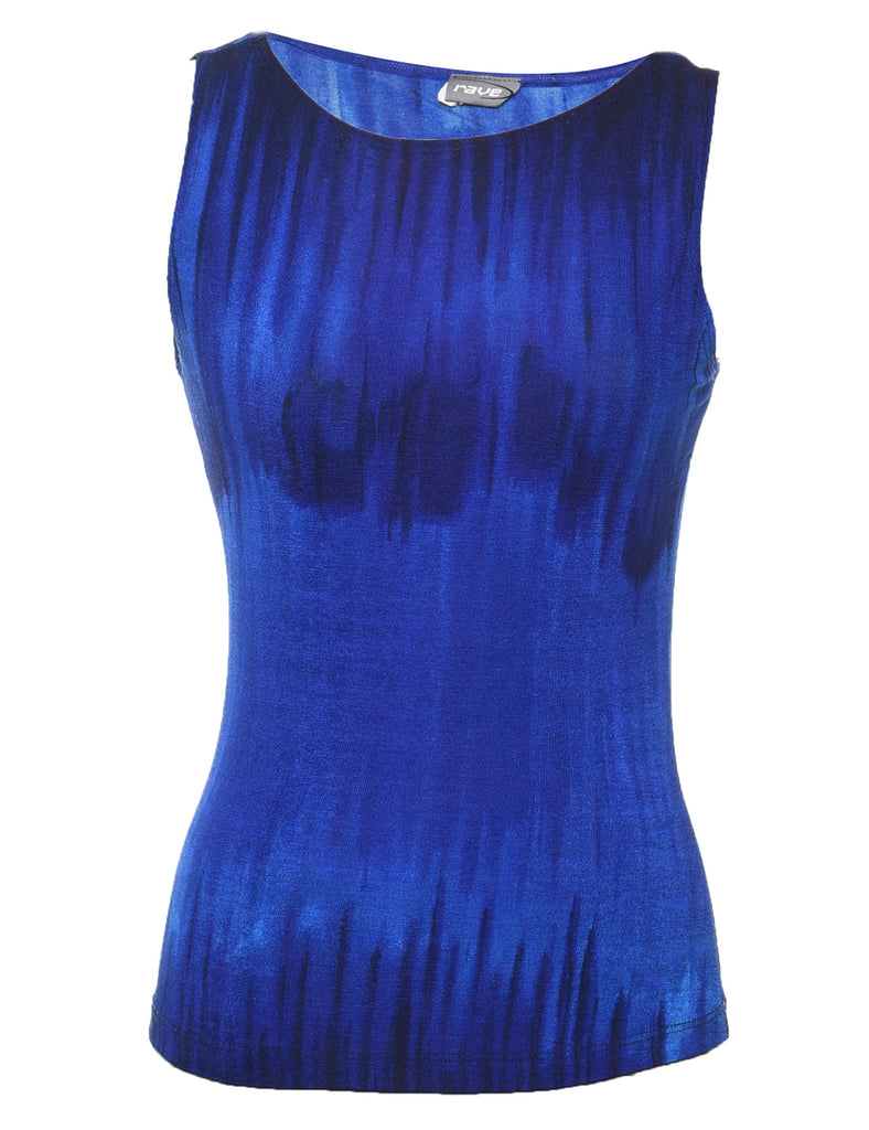 Blue Sleeveless Ombre Printed Top - XS