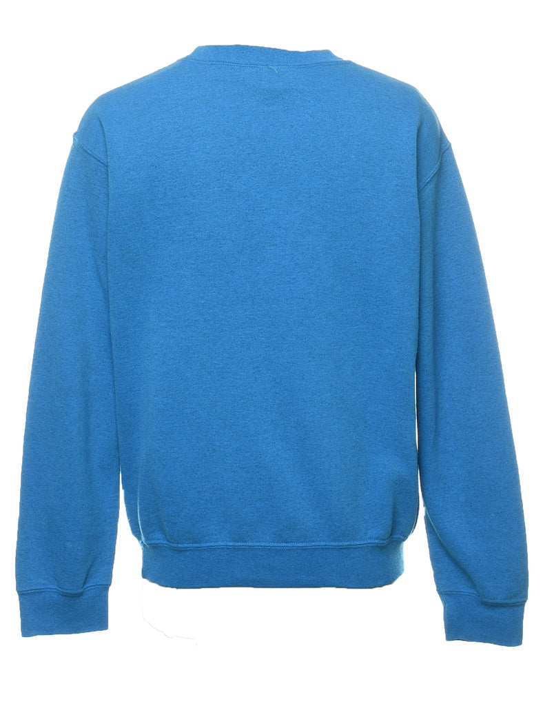 Blue & White Printed Sweatshirt - S