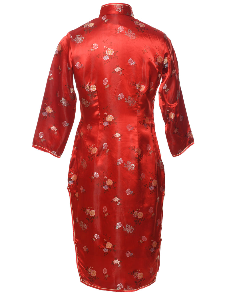 Brocade Floral Pattern Dress - M