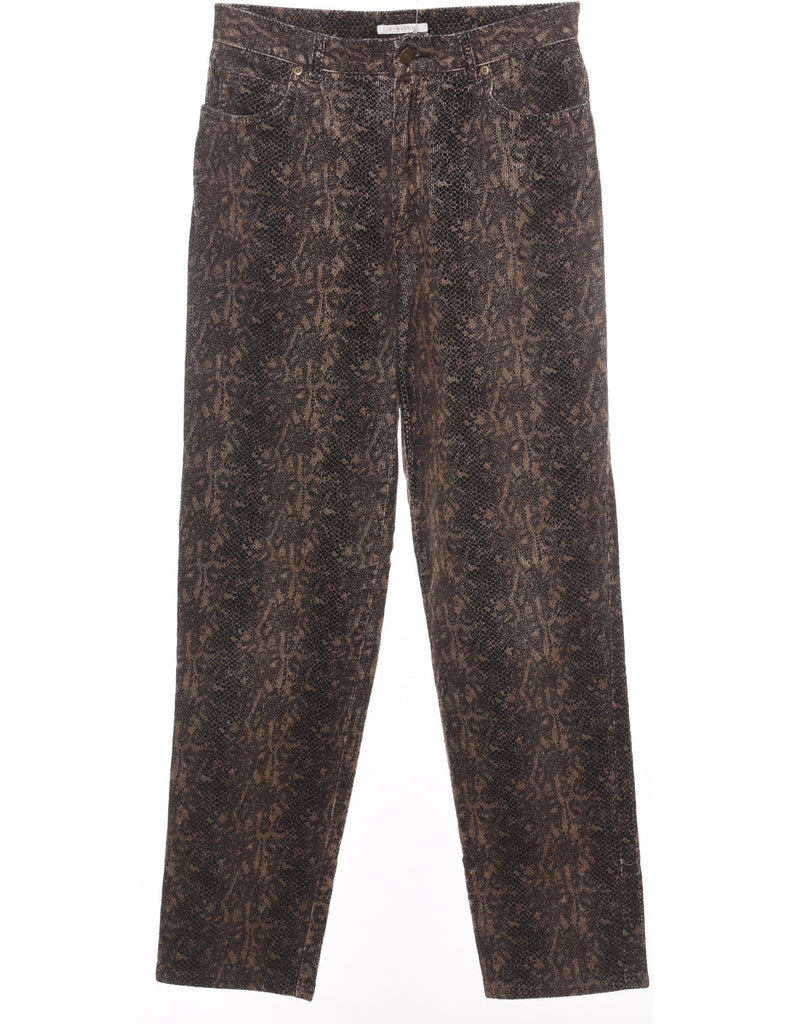 Brown & Beige Snakeskin Pattern 1990s Trousers - W28 L30