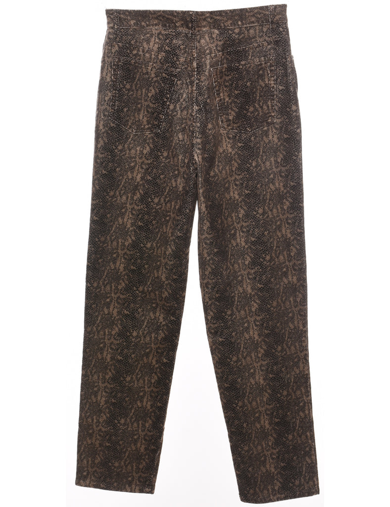 Brown & Beige Snakeskin Pattern 1990s Trousers - W28 L30