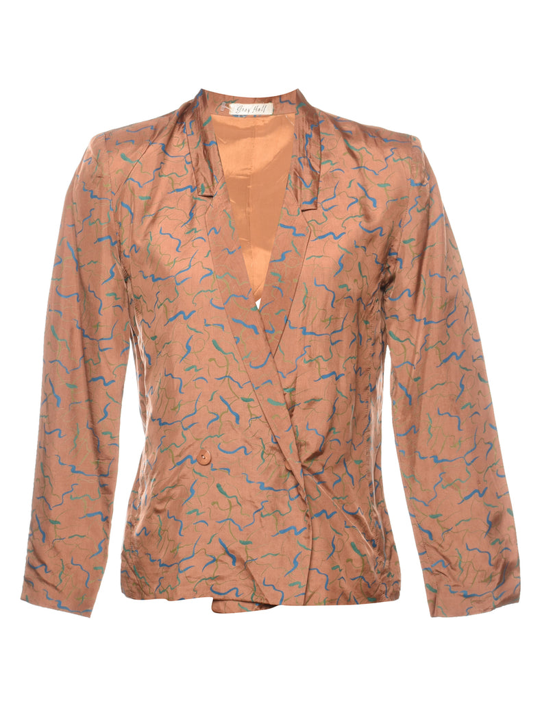 Brown & Blue 1980s Patterned Blazer - S