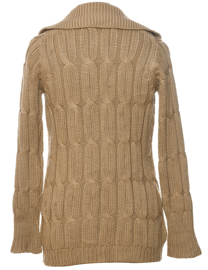 Brown Cable Knit Cardigan - M