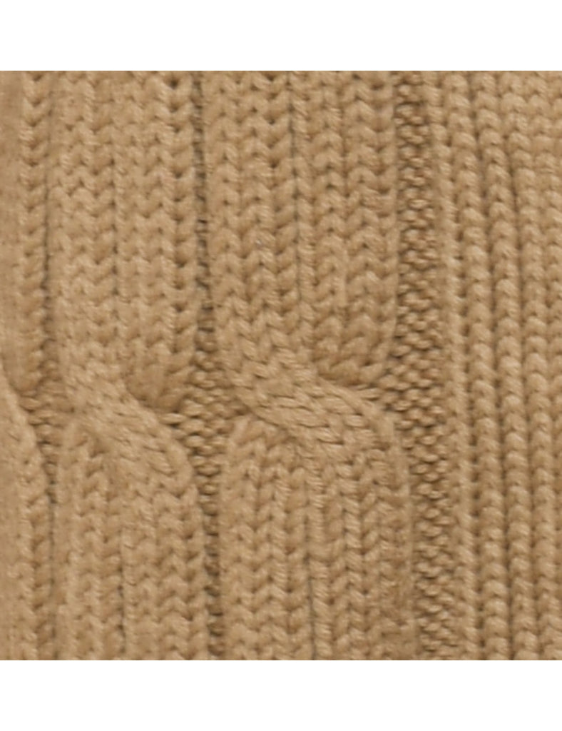 Brown Cable Knit Cardigan - M