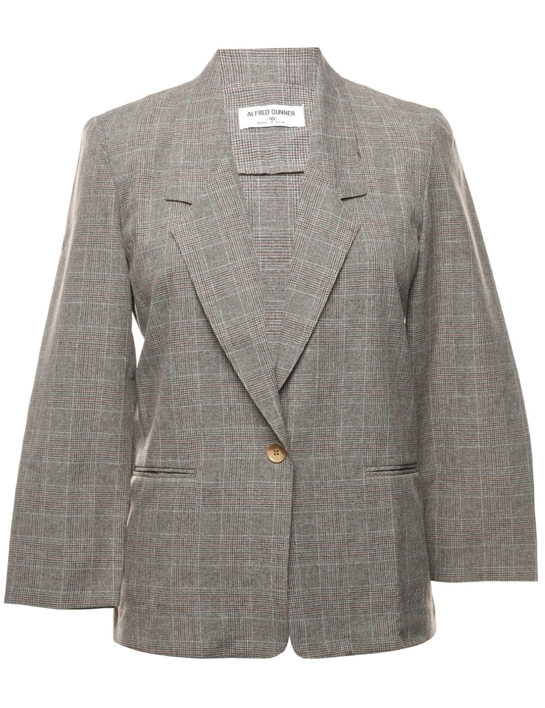 Brown Checked Blazer - L