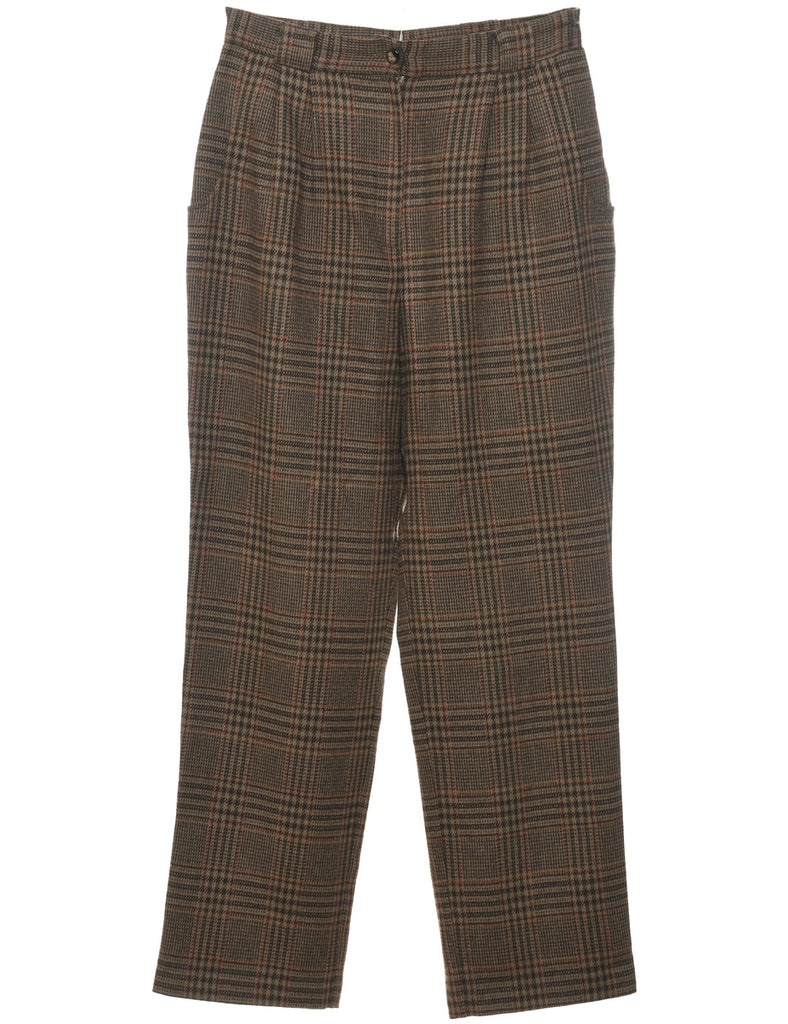 Brown Dogtooth Check Trousers - W28 L29