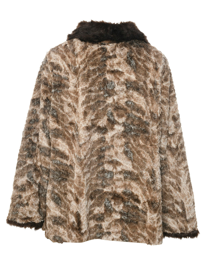 Brown Faux Fur Coat - L