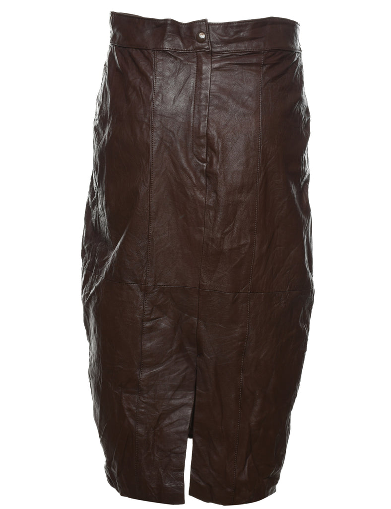 Brown Leather Skirt - M