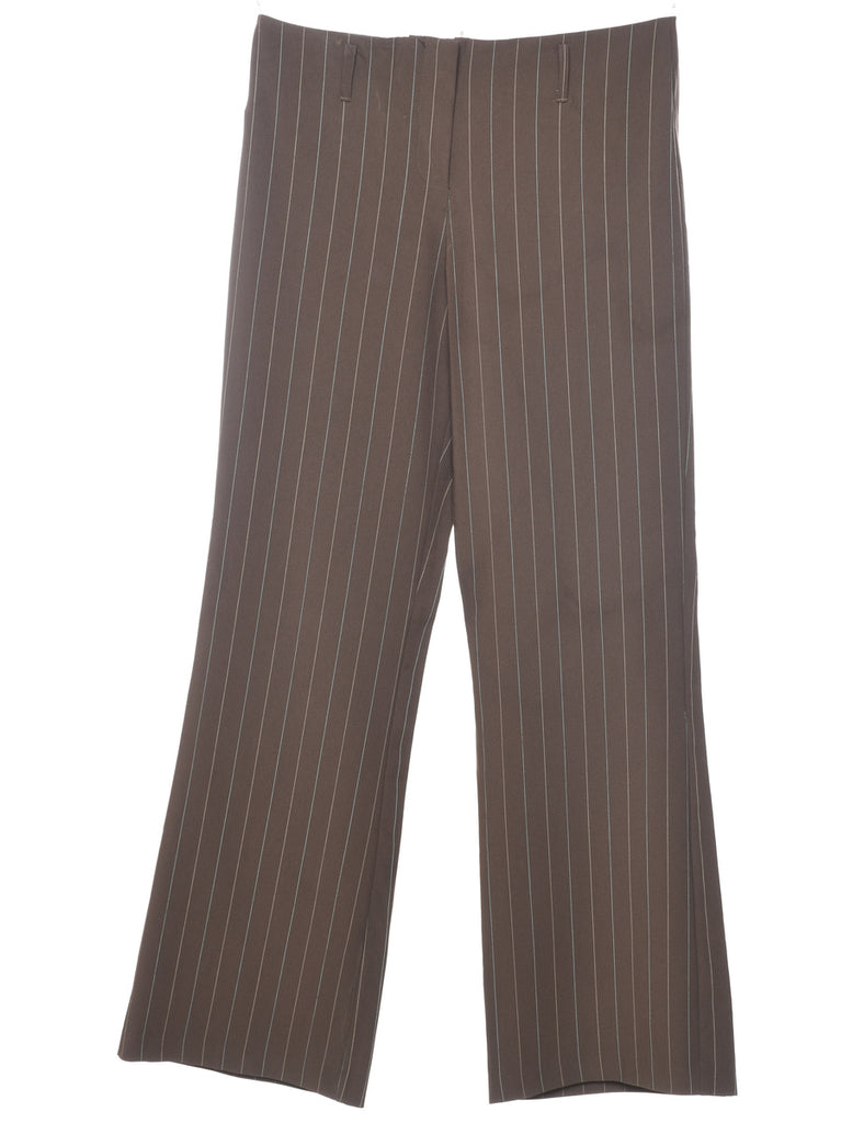 Brown Pinstriped Y2K Office Trousers - W30 L32