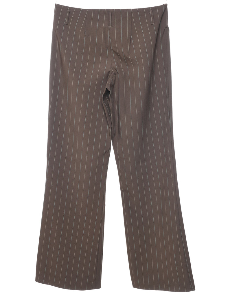 Brown Pinstriped Y2K Office Trousers - W30 L32