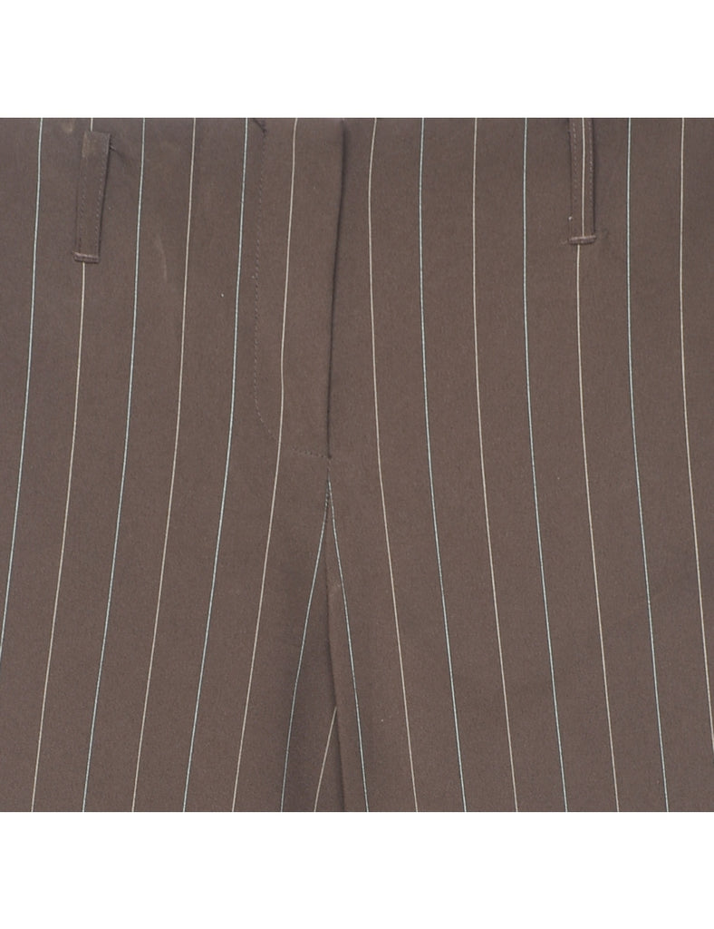 Brown Pinstriped Y2K Office Trousers - W30 L32