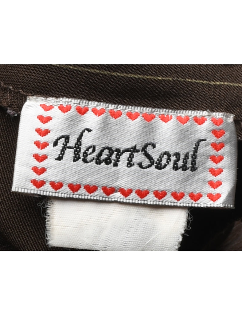 Brown Pinstriped Y2K Office Trousers - W30 L32