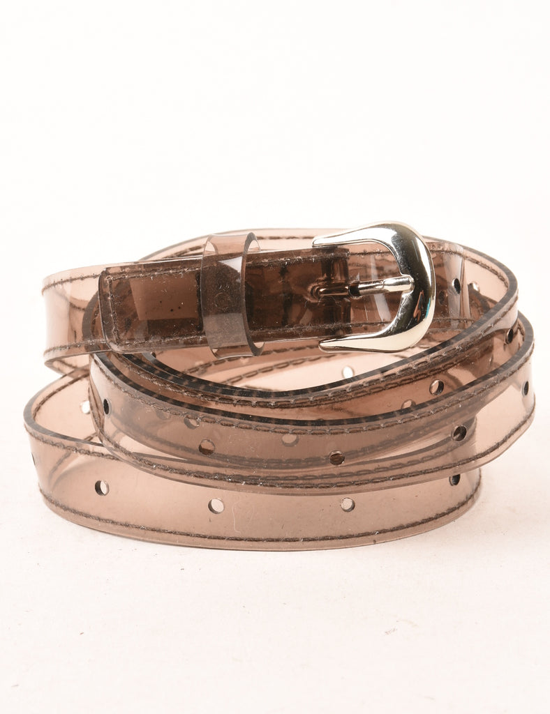 Brown Plastic Skinny Belt - L