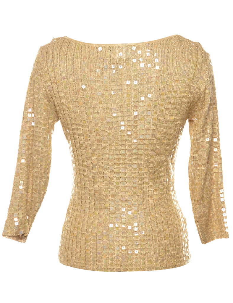 Brown Sequined Jumper - M