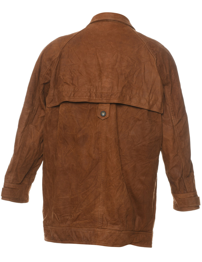 Brown Suede Button-Front Jacket - M