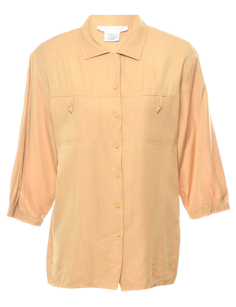 Button Front Beige Shirt - M