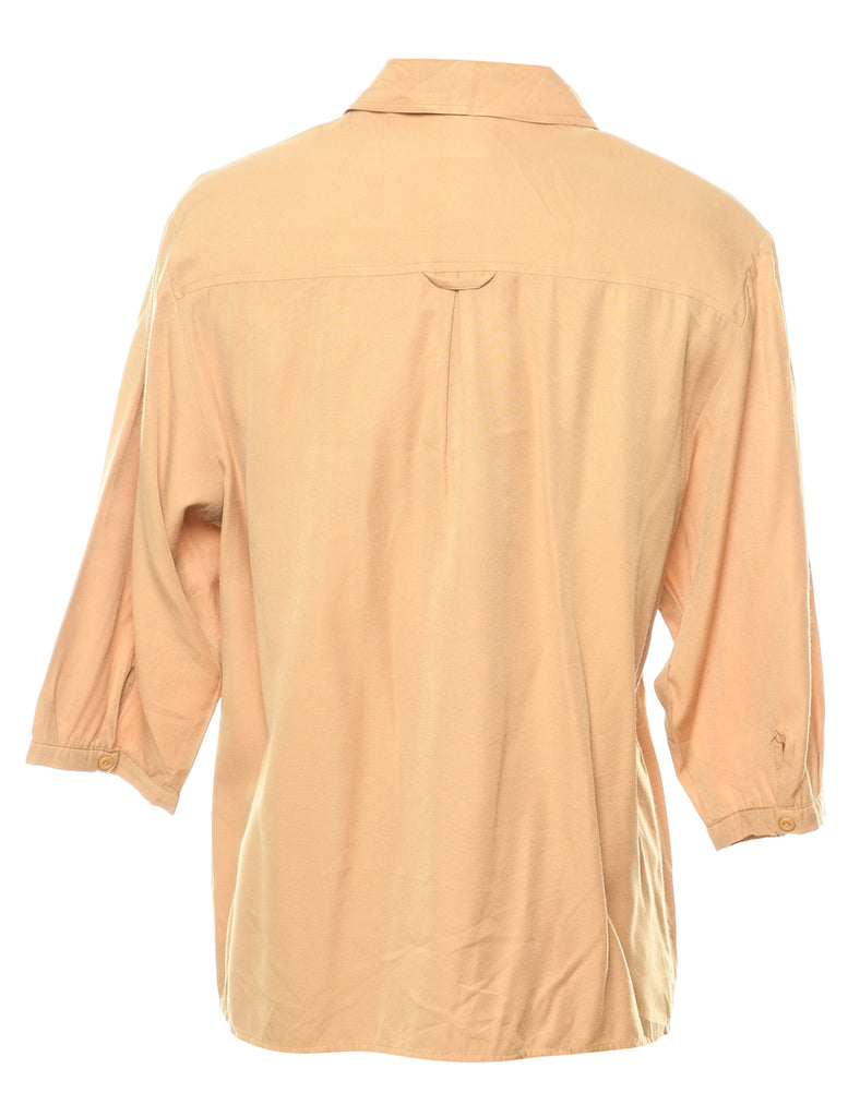 Button Front Beige Shirt - M