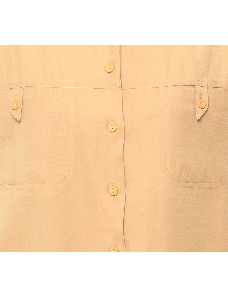 Button Front Beige Shirt - M