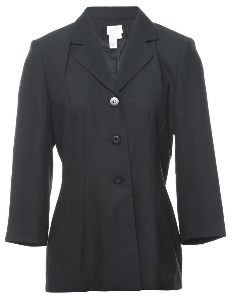 Button Front Black Blazer - M